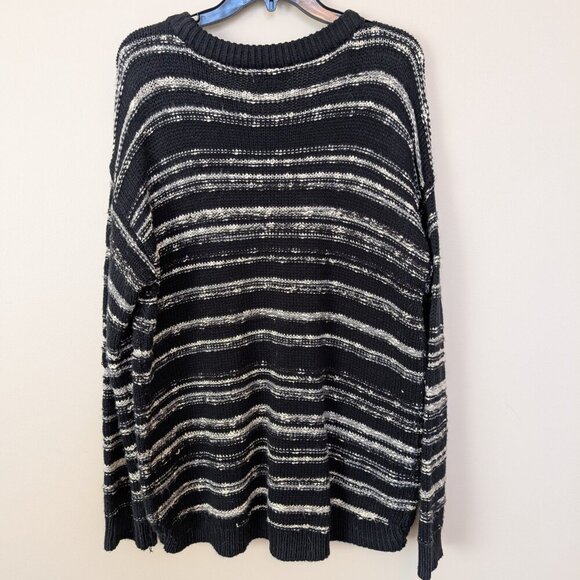 Calvin Klein Jeans black gray white striped sweater XL EUC academia grunge - Picture 4 of 11